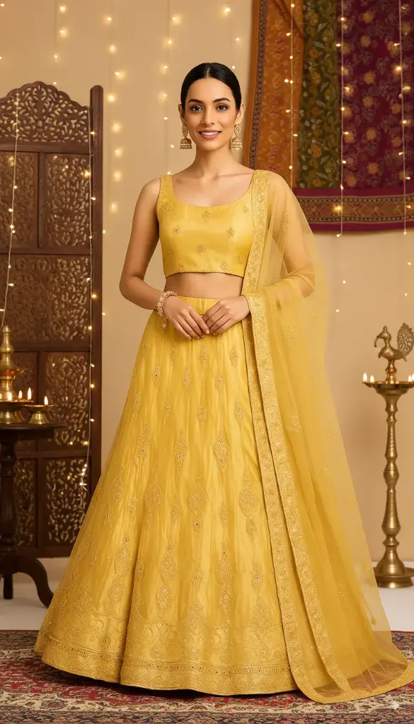 Golden Yellow Silk Net