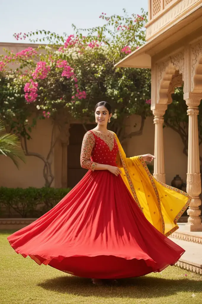 Deep Red Anarkali