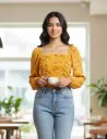 Floral ruched