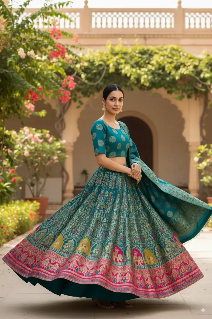 Teal Banarasi Silk