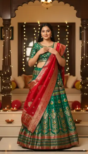 [SKU55] Green Banarasi Silk