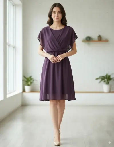 [SKU55] Plum purple chiffon