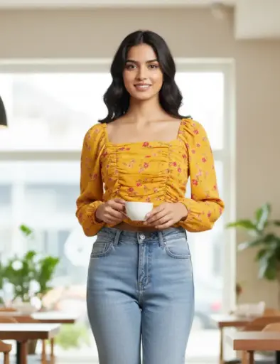 Floral ruched