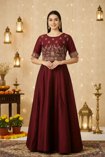 Deep Maroon Gown